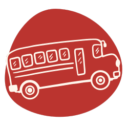 Bus drawing on a red background