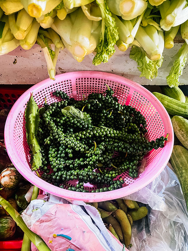 A basket full of Kampot peppercorns