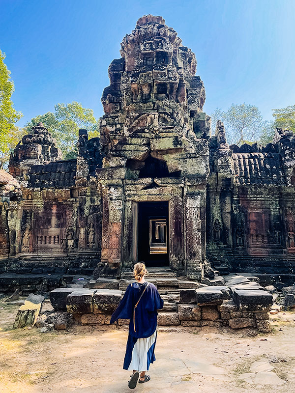 Katie walking towards Ta Som in Siem Reap