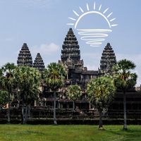 angkor wat with sunrise icon
