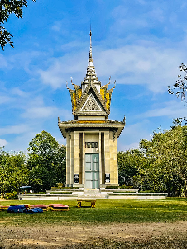 Monument at the Killing Fields in Phnom Penh, Cambodia