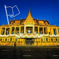 Royal Palace of Cambodia in Phnom Penh with flag icon